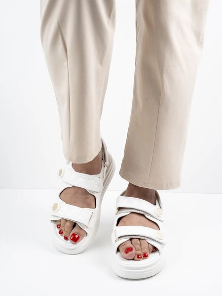 Sandały damskie eleganckie na platformie WHITE