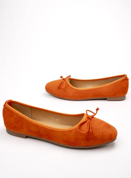 Damskie Baleriny BELLA ORANGE – Uroczy Minimalizm w Energetycznym Odcieniu