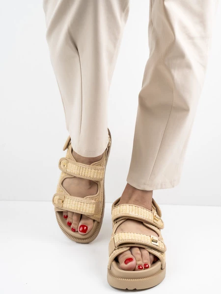 Modne Sandały damskie - Solarie Khaki 