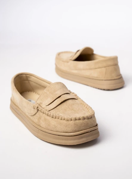 Damskie Mokasyny – Beżowe, Zamszowe Martina BEIGE