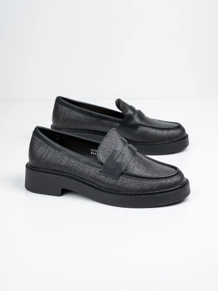 Mokasyny eleganckie damskie ze skóry w kolorze Black