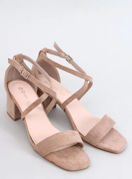 Sandałki na niskim obcasie DERICH KHAKI