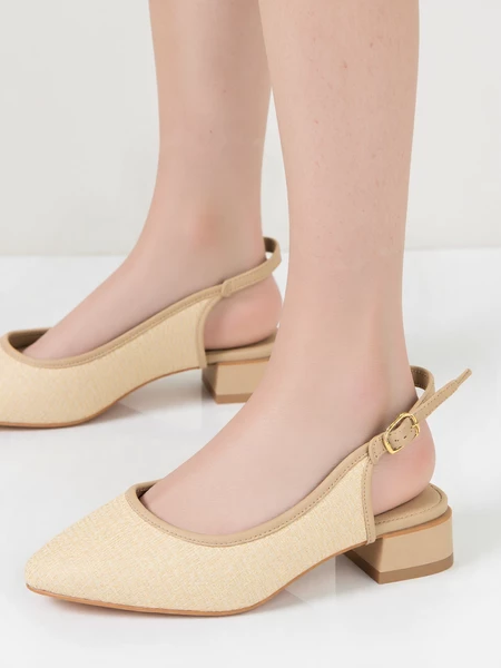 Damskie beżowe sandały ze spiczastym noskiem LARA KHAKI