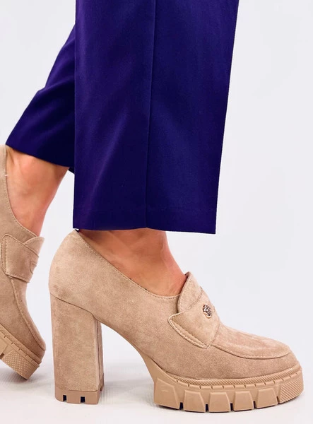 Mokasyny na obcasie i platformie LAINS KHAKI