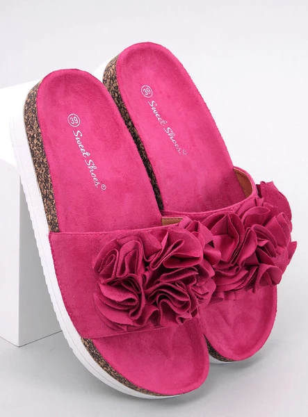 Klapki z kwiatami RIZZO FUKSJA PEACH