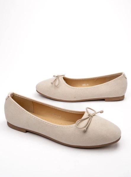 Damskie Baleriny BELLA BEIGE – Uroczy Minimalizm w Uniwersalnym Odcieniu