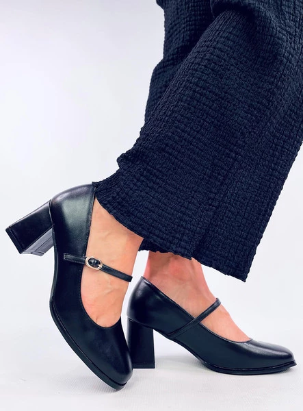 Czółenka na obcasie w stylu Mary Jane KEEFEL BLACK