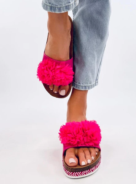 Klapki z kwiatami SOUTH FUKSJA PEACH