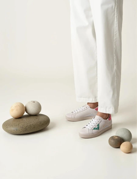 Damskie Sneakersy – Białe, Brokatowe Wstawki Sienna GREEN