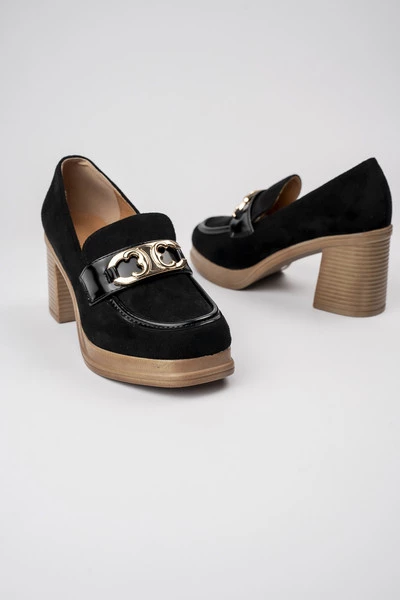 Damskie Loafersy LUX GRACE BLACK – Elegancja i Stabilny Obcas