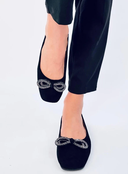 Baleriny zamszowe z kokardką SERNA NERO