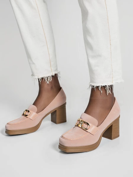 Damskie Loafersy LUX GRACE PINK – Elegancja i Stabilny Obcas