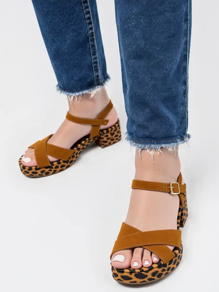 Sandały Leopard Prestige Camel