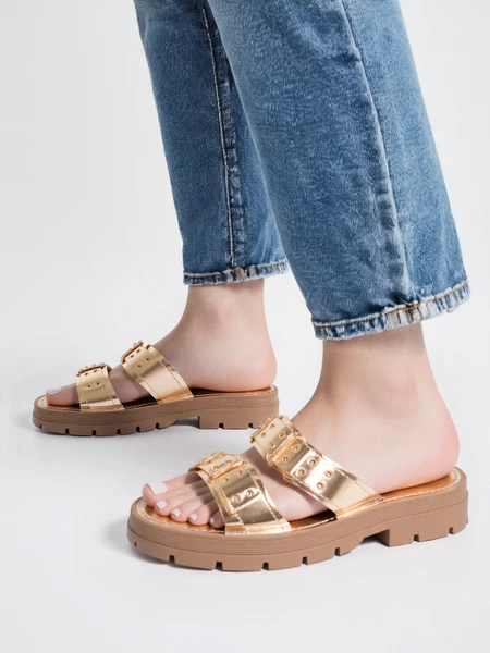 Czółenka damskie eleganckie w kolorze Gold