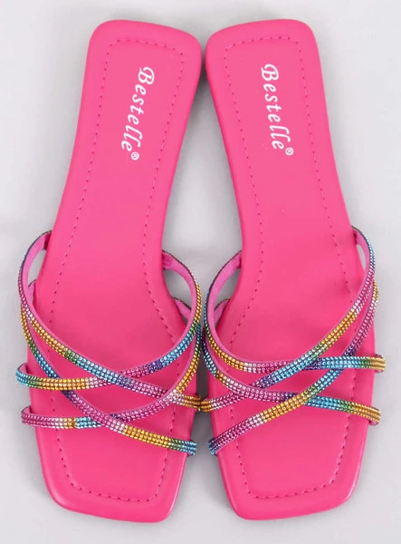 Klapki z cyrkoniami REXHA FUKSJA