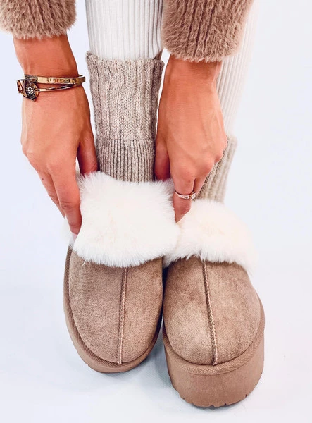 Kapcie śniegowce na platformie ALLOD KHAKI