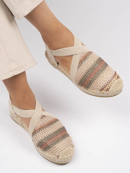 Espadryle plecione damskie z elastycznymi paskami Khaki