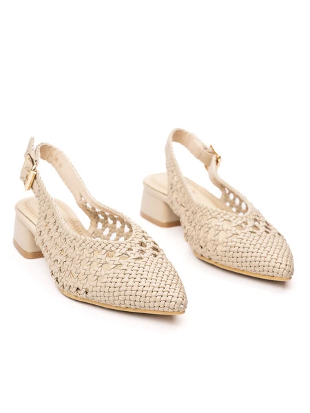 Damskie Ażurowe Sandały na Niskim Obcasie LUCIA BEIGE