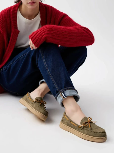 Damskie Mokasyny – Zielone, Zamszowe Lucia GREEN