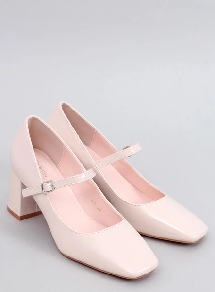 Czółenka na obcasie w stylu Mary Jane VALONIS BEIGE