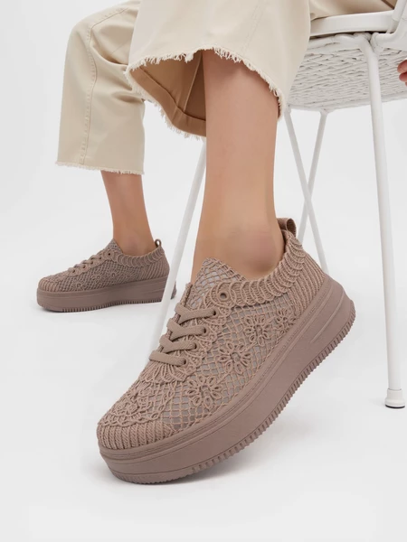 Półbuty damskie eleganckie w kolorze Khaki