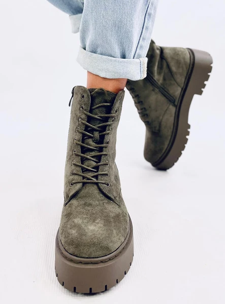 Botki na platformie sznurowane BURSE GREEN