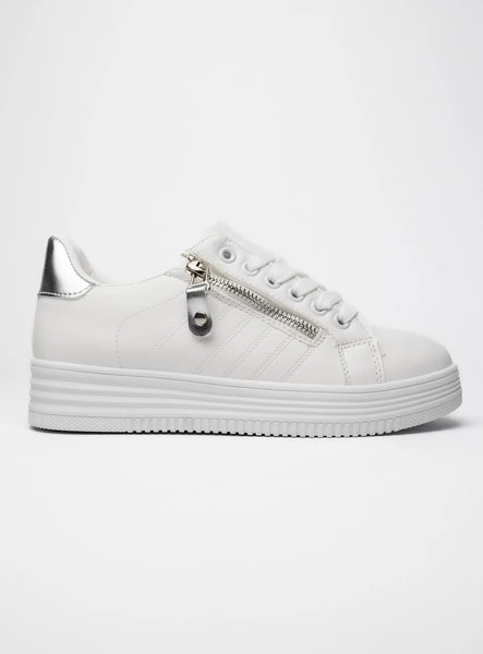 Damskie Sneakersy ZIPPY SILVER – Minimalizm z Błyszczącym Akcentem