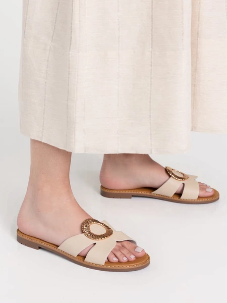 Kozaki damskie eleganckie w kolorze Beige