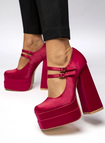 Czółenka na platformie satynowe PRANDI FUSHIA