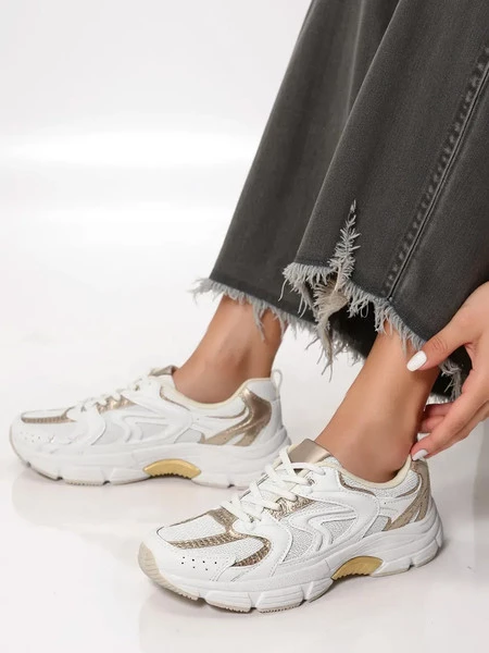 Damskie Sneakersy AURELIA WHITE/GOLD 