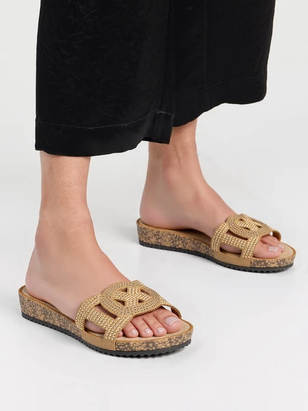 Damskie Ażurowe Klapki CELEST BROWN