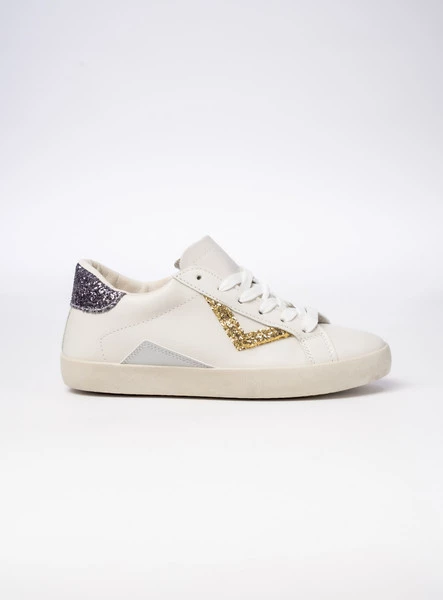 Damskie Sneakersy – Białe, Brokatowe Wstawki Sienna GOLD