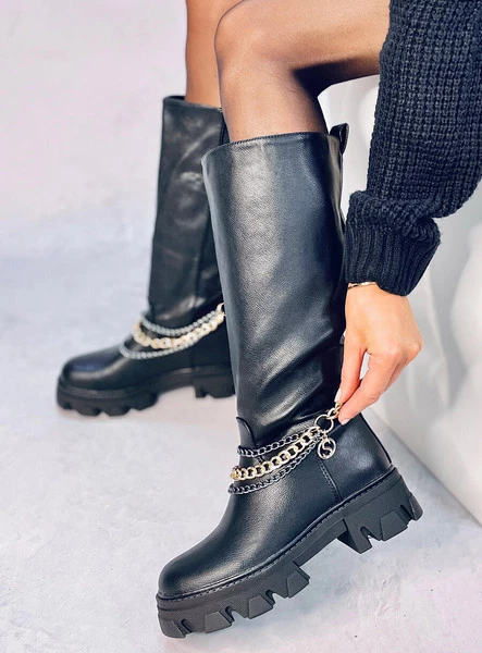 Oficerki z łańcuszkami PERSIA BLACK