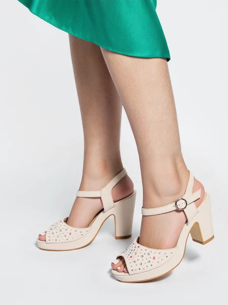 Damskie Sandały na Obcasie NIGHT ELEGANCE BEIGE