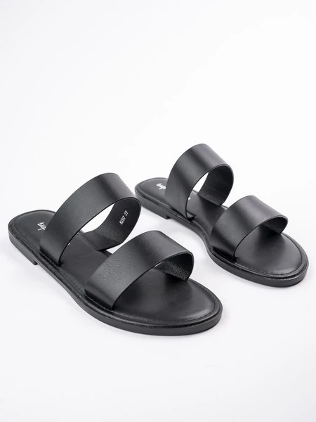 Klapki damskie z podwójnym paskiem w kolorze Black