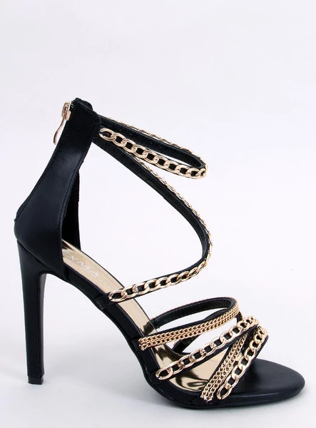 Sandałki na szpilce z łańcuszkami CHESTER BLACK