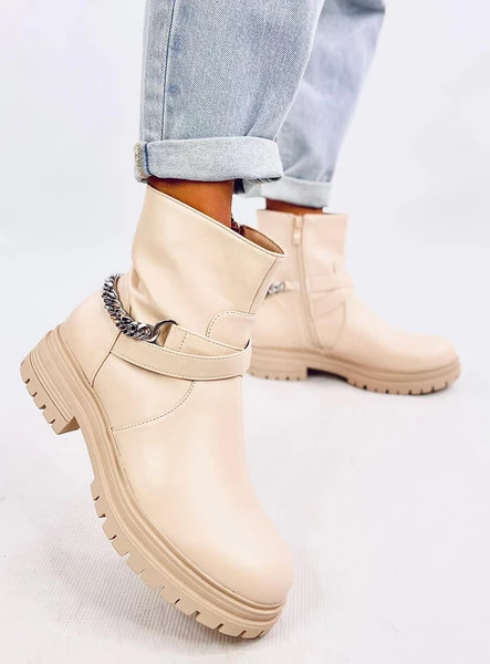 Botki z łańcuszkiem CINDY BEIGE