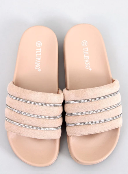 Klapki z cyrkoniami LYNNE BEIGE