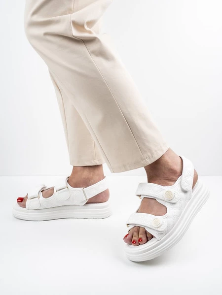 Sandały damskie eleganckie na platformie WHITE