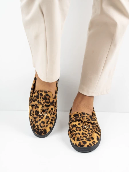 Modne mokasyny damskie w kolorze Leopard