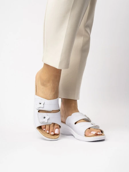 Damskie Klapki na Koturnie AURORA WHITE 