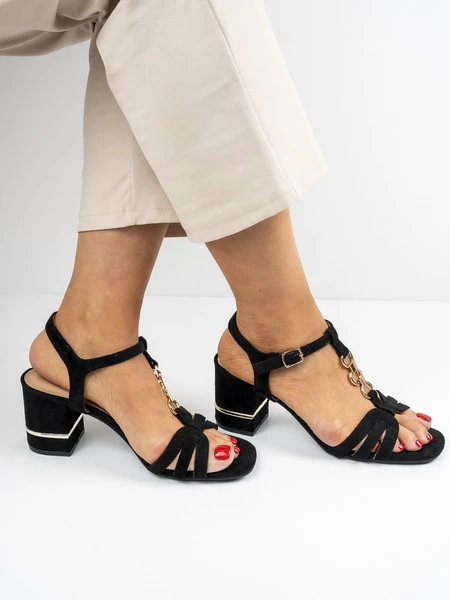 Sandały damskie na obcasie w kolorze Black ROI