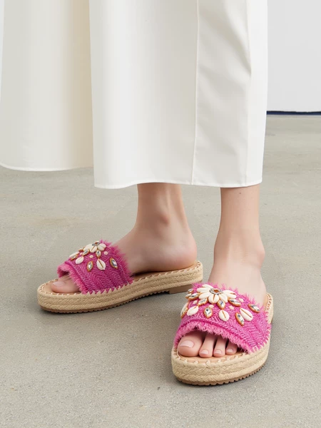 Klapki Boho Chik Fushia